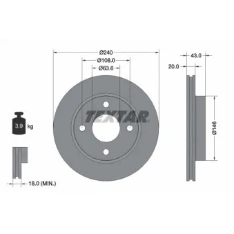 Jeu de 2 disques de frein avant TEXTAR OEM YS6J1125CC