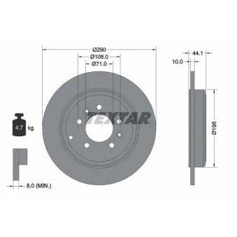 TEXTAR 92054800 - Jeu de 2 disques de frein arrière
