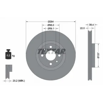 TEXTAR 92055203 - Jeu de 2 disques de frein avant