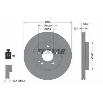 Jeu de 2 disques de frein avant TEXTAR OEM A2024210712