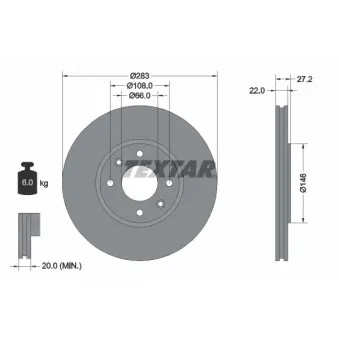 TEXTAR 92059600 - Jeu de 2 disques de frein avant