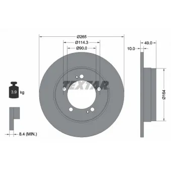 Jeu de 2 disques de frein arrière TEXTAR OEM MB587433