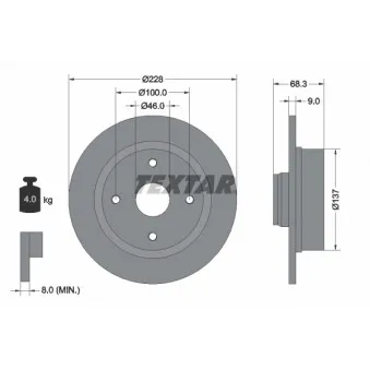 Jeu de 2 disques de frein arrière TEXTAR OEM 34326165