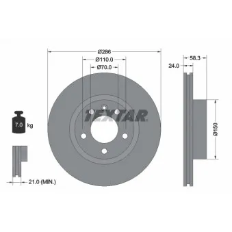 Jeu de 2 disques de frein avant TEXTAR OEM 90487103