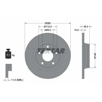 Jeu de 2 disques de frein avant TEXTAR OEM 8D0615301A