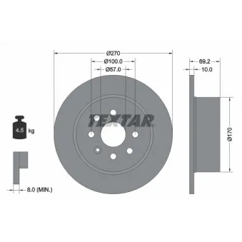 Jeu de 2 disques de frein arrière TEXTAR OEM 0569117