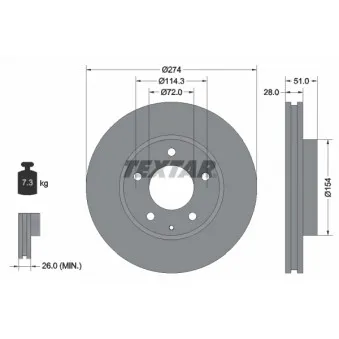 Jeu de 2 disques de frein avant TEXTAR OEM T0023325XA