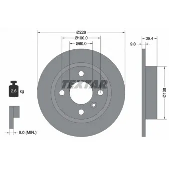 Jeu de 2 disques de frein arrière TEXTAR OEM 34503862