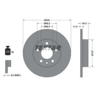 Jeu de 2 disques de frein arrière TEXTAR 92083303