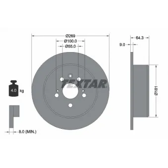 TEXTAR 92090700 - Jeu de 2 disques de frein arrière