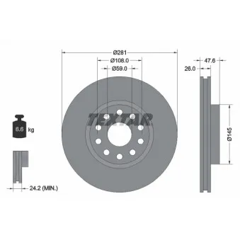 Jeu de 2 disques de frein avant TEXTAR OEM 60714639