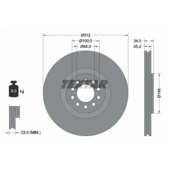TEXTAR 92098505 - Jeu de 2 disques de frein avant
