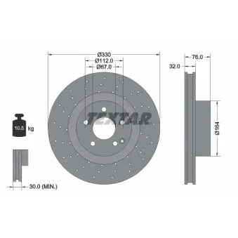 Jeu de 2 disques de frein avant TEXTAR OEM A2204210812