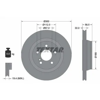 Jeu de 2 disques de frein arrière TEXTAR OEM A2204230212