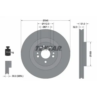 TEXTAR 92103205 - Jeu de 2 disques de frein avant