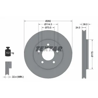 Jeu de 2 disques de frein avant TEXTAR 92108700