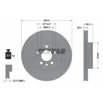 Jeu de 2 disques de frein avant TEXTAR OEM YM211125AA