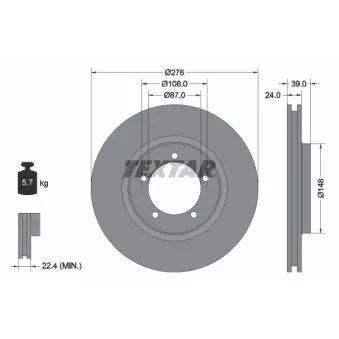 TEXTAR 92110600 - Jeu de 2 disques de frein avant