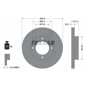 TEXTAR 92112600 - Jeu de 2 disques de frein avant