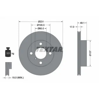Jeu de 2 disques de frein avant TEXTAR OEM 55311A75F00L00
