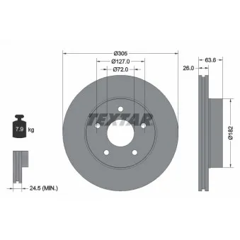 Jeu de 2 disques de frein avant TEXTAR OEM 52098672