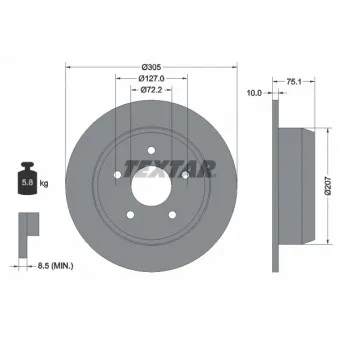 TEXTAR 92113700 - Jeu de 2 disques de frein arrière