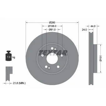 Jeu de 2 disques de frein avant TEXTAR OEM 7700830283