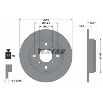Jeu de 2 disques de frein arrière TEXTAR OEM 42510SS0J00