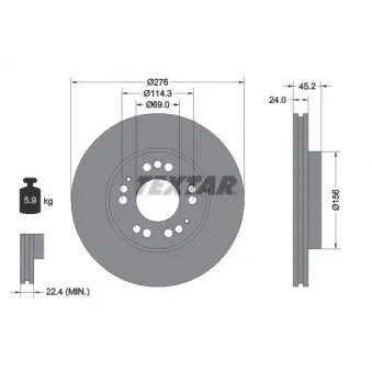 Jeu de 2 disques de frein avant TEXTAR OEM MB858799