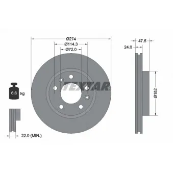 TEXTAR 92114900 - Jeu de 2 disques de frein avant