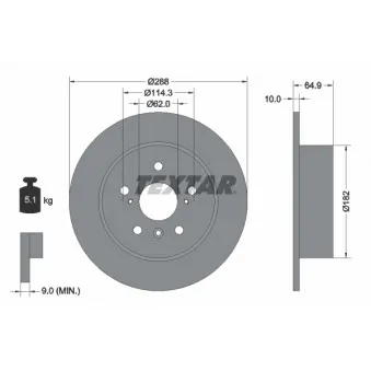 TEXTAR 92117000 - Jeu de 2 disques de frein arrière