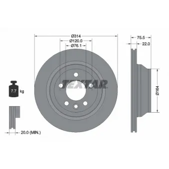 Jeu de 2 disques de frein arrière TEXTAR OEM 7l6615601c