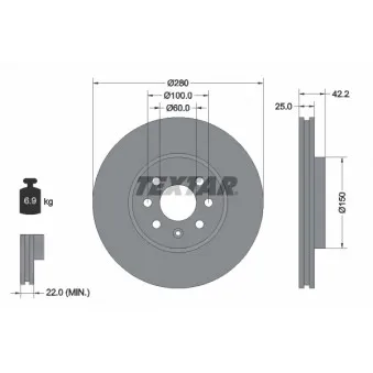 Jeu de 2 disques de frein avant TEXTAR OEM 93175376