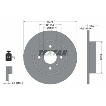 Jeu de 2 disques de frein arrière TEXTAR OEM 43206021VA