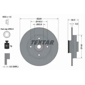 Jeu de 2 disques de frein arrière TEXTAR OEM 11-15 523 0041