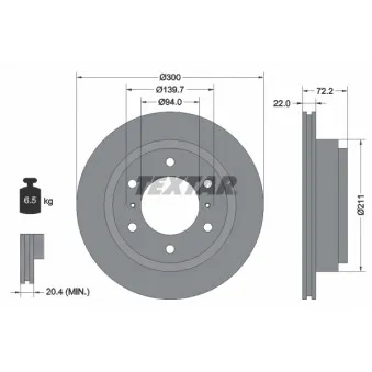 Jeu de 2 disques de frein arrière TEXTAR 92135103