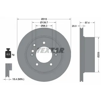 Jeu de 2 disques de frein arrière TEXTAR 92147400