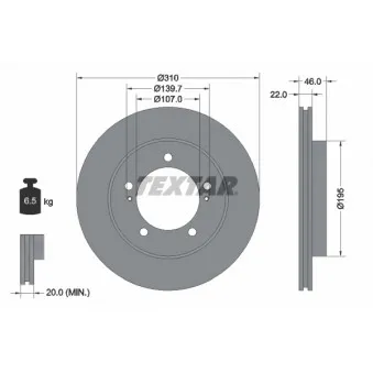 Jeu de 2 disques de frein avant TEXTAR OEM 5521177E01