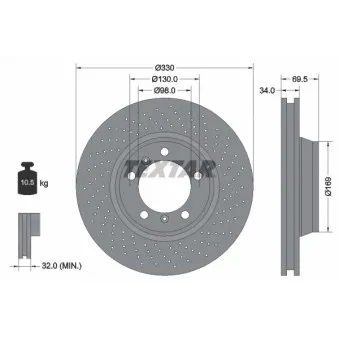 Disque de frein avant droit TEXTAR OEM 99635141002