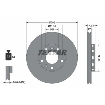 Jeu de 2 disques de frein arrière TEXTAR OEM 4E0615601E