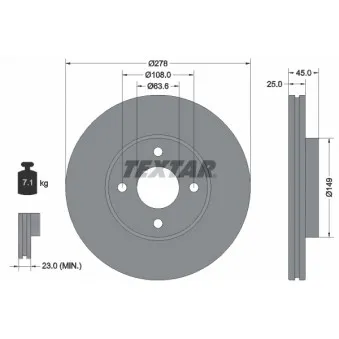 Jeu de 2 disques de frein avant TEXTAR 92159003 pour FORD FIESTA ST150 - 150cv