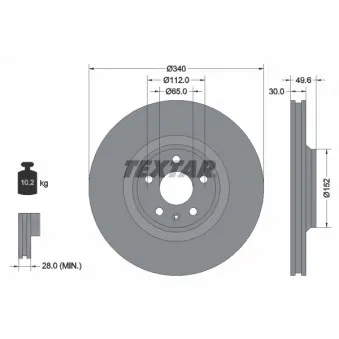 TEXTAR 92160503 - Jeu de 2 disques de frein avant