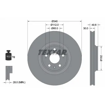 Jeu de 2 disques de frein avant TEXTAR OEM 8J0615301G