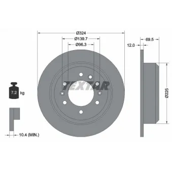 Jeu de 2 disques de frein arrière TEXTAR 92161800 pour KIA CARNIVAL 2.5 V6 - 150cv