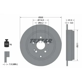 Jeu de 2 disques de frein arrière TEXTAR OEM 42510TX4A02