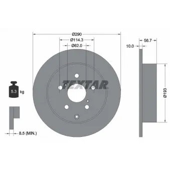 Jeu de 2 disques de frein arrière TEXTAR OEM 424310F010