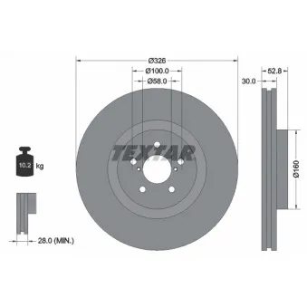 TEXTAR 92167900 - Jeu de 2 disques de frein avant