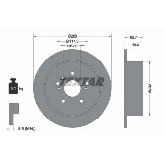 Jeu de 2 disques de frein arrière TEXTAR OEM 4243148040