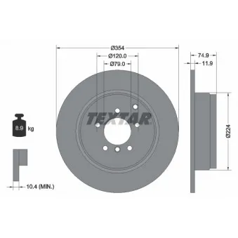 Jeu de 2 disques de frein arrière TEXTAR OEM SDB000210