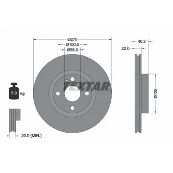 Jeu de 2 disques de frein avant TEXTAR OEM N0YY3325X